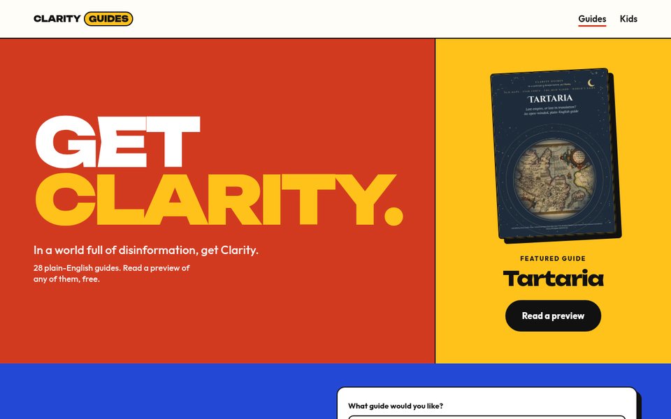 Clarity Guides website on a laptop screen
